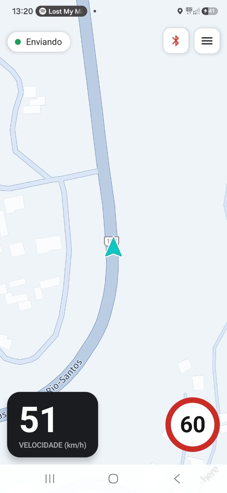 Tela do app Safe Speed System com mapa da rota, velocidade de 51 km/h e limite de 60 km/h